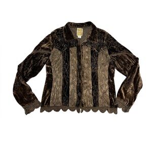 Vintage Flashback Women’s Brown Embroidered Button Down Cardigan Size XL Western